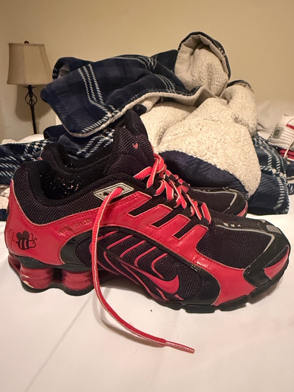 Womens Red and Black Athletic Sneakers - Nike Shox Navina. Nike ID